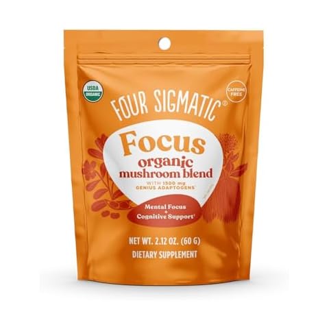 Four Sigmatic Focus Blend 7 Superfoods Adaptogen Blend Mix with Lion's Mane, Cordyceps, Rhodiola, Bacopa & Mucuna | Productivity & Creative Support | Decaf & Dissolves Easily | 30 Servings Cover