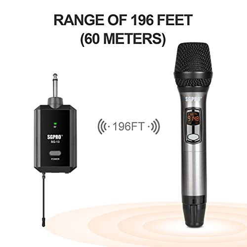 Sgpro Multiple-Purpose Wireless Microphone Set Compact Receiver Mute Function Battery Indicator For Singing, Dj, Speech, Classroom, Church, Home Karaoke And More (Sg-13 | Single Handheld Set) #TOP4