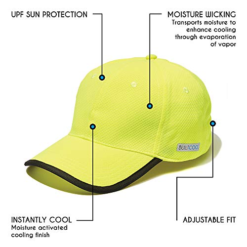 Builtcool Mesh Cooling Baseball Hat - Moisture Wicking Ball Cap For Hot Weather, Running, Tennis, And Golf Safety Yellow #TOP1