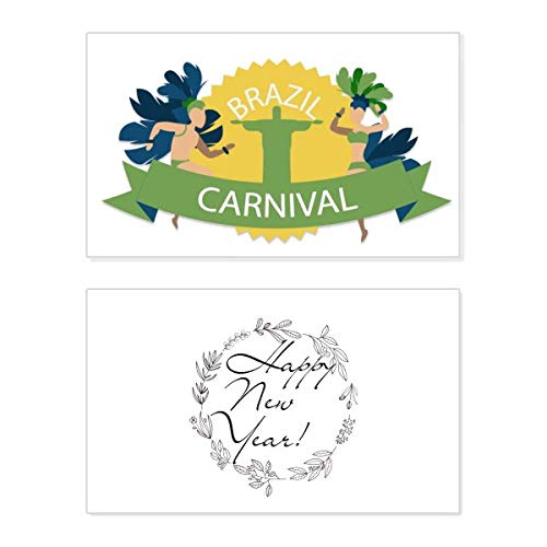 Tarjeta con mensaje de Año Nuevo del monte Corcovado y el Carnaval de Brasil