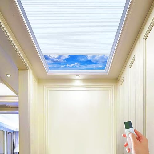 TIPIACE New Upgrade Rechargeable Motorized Skylight Blinds Full Blackout Fabric Cellular Honeycomb...