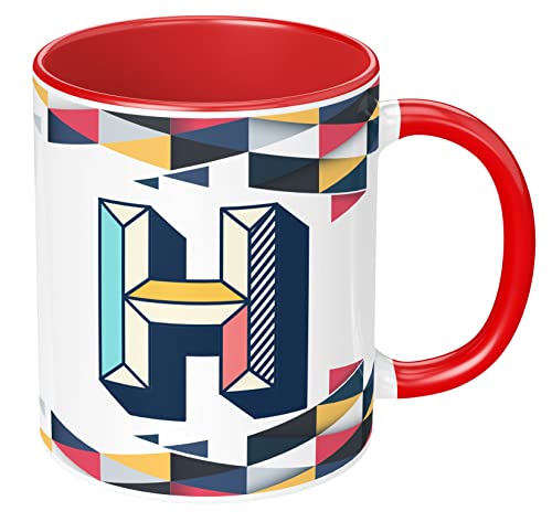 Image of 3D Colorful Alphabet Letter H Printed Coffee Mug For Girls Boys Friends Love Kids Best Gift For Birthday Anniversary Initial Letter H (Microwave Safe Ceramic Tea Coffee Mug-350ml) - ABV3TM2 108