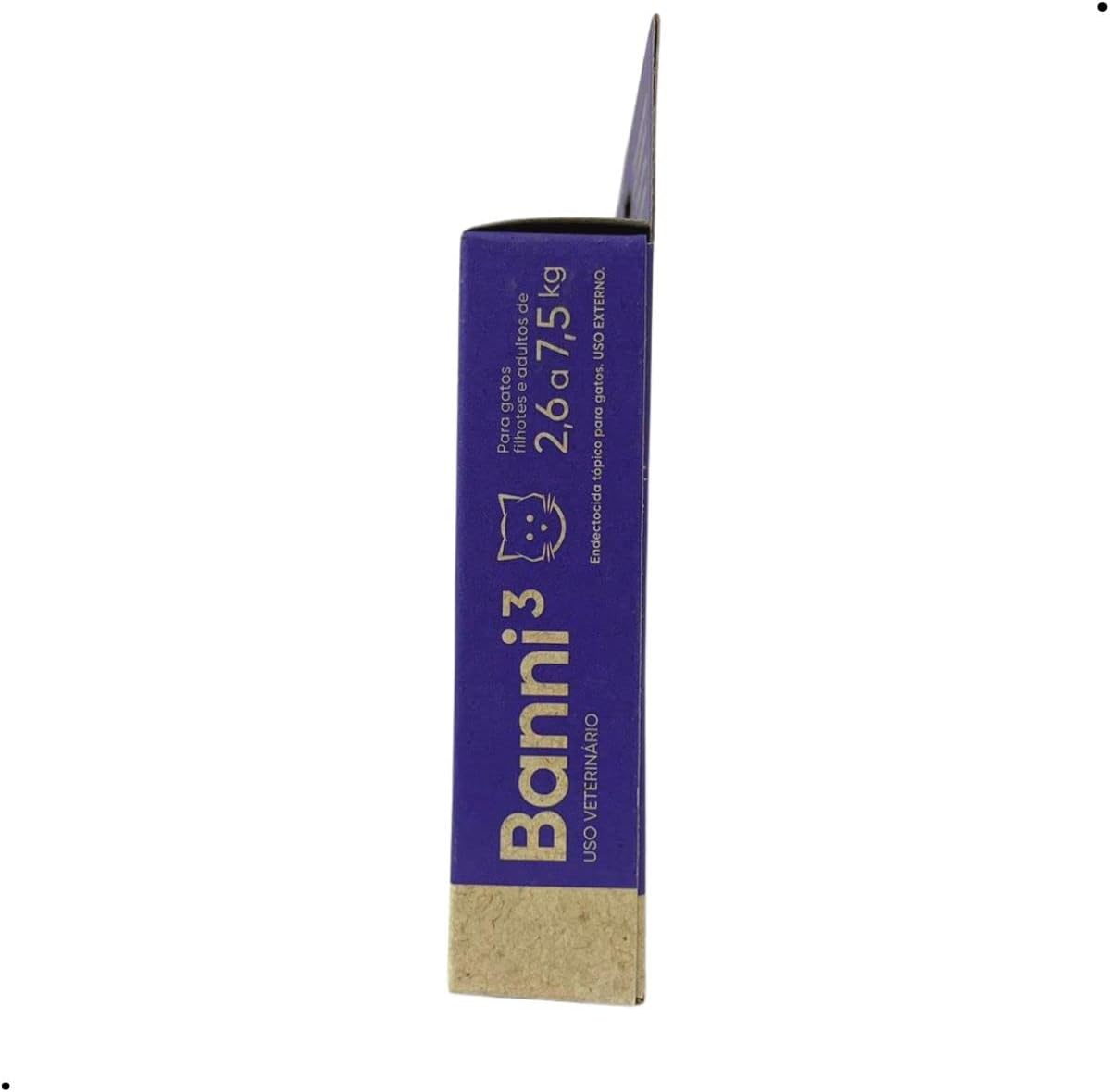 Banni 3 Antipulgas para Gatos de 2,6kg a 7,5kg 0,9 ml - Ourofino Banni 3 Antipulgas para Gatos de 2,6kg a 7,5kg 0,9 ml - Ourofino