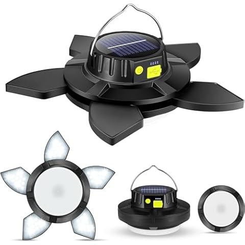 WeePro Solar Lanterns for Power Outages, Emergency Lights for Home, Solar Lanterns Outdoor Waterproof Rechargeable Lantern, Led Camping Lights for Hurricane, Camping Essentials Gear Supplies, Black Cover