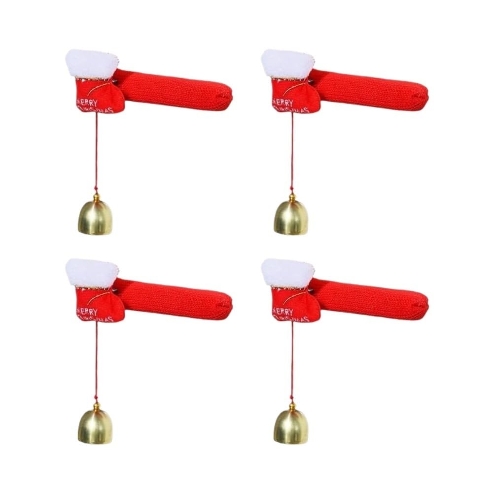 Tianshengqi D Pack Of 4 Oor Handle Covers With Hanging Bells Festives Knob Sleeve Ecors For Home Holiday Ecoration(D)