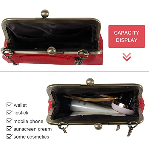 Lanpet Women Classical Kiss Lock Clutch with Chain Strap Shoulder Bag Purse Wallet4