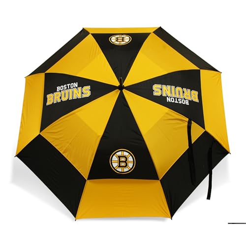 Team Golf NHL Boston Bruins Golf Umbrella 62" Golf Umbrella with Protective Sheath, Double Canopy Wind Protection Design, Auto Open Button
