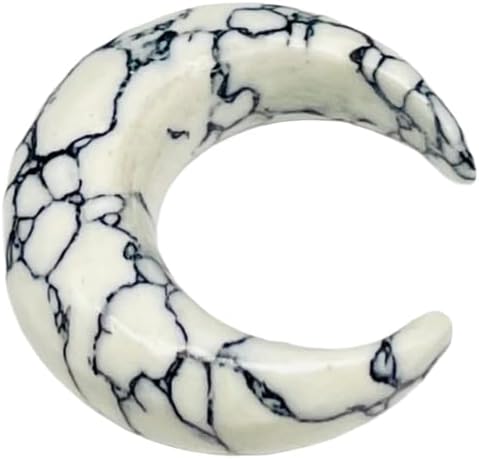 White Howlite Stone Tribal Septum Crescent Pincher – Handmade Boho Body Piercing Jewelry for Septum, Nose & Cartilage