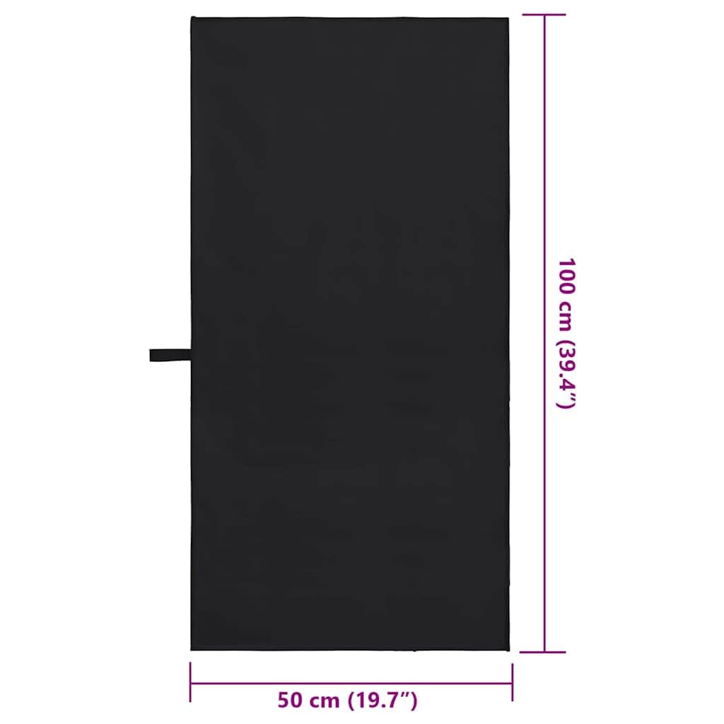 Toallas Deportivas 2 Unidades Negro 100x50cm Secado Rápido Absorbentes y Suave Microfibra Terry para Sauna, Baño, Playa y Gimnasio, Ligeras y Compactas