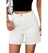 ELLEVEN Women's Raw Hem Jean Shorts, Wide Straight Leg Mom Denim Shorts