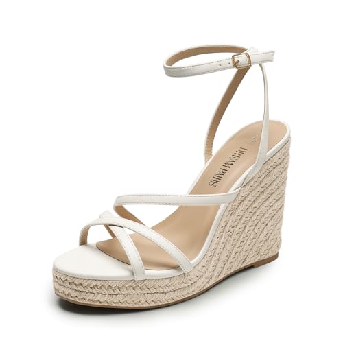 Image of DREAM PAIRS Women's Strappy Espadrille Wedge Sandals | Platform Chunky Heel design,Comfortable Open Toe Wedge Sandals with Cushioned Insole, Fashion Dressy Shoes