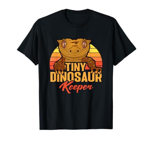 Retro Crested Gecko Tiny Dinosaur Keeper Herpetologist T-Shirt