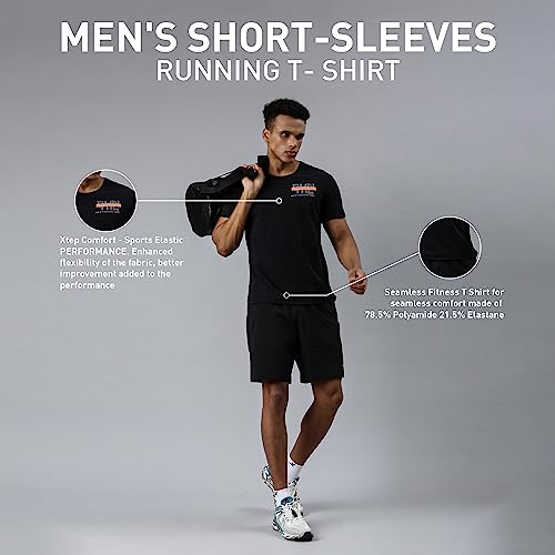 Image of XTEP Comfort Series (Sports Elastic Performance), Running Series, Superior Stretch, Polyamide & Elastane, Crew Neck Comfort Running T-Shirt for Men (White)