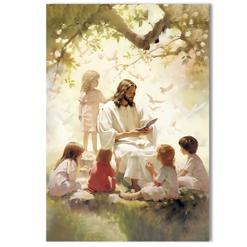 Christian art, Jesus with children, walking with Jesus, Jesus painting,
