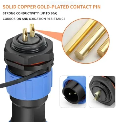 Conector impermeable SP13 de 6 pines enchufe aéreo IP68 para montaje en panel de rosca 6