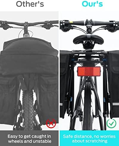 Sportneer Bike Pannier Bag, for Bicycle Rear Rack with Ultra-Stable Hooks Anti-Tear Bike Storage Grocery Bag with Rain Cover for Cycling