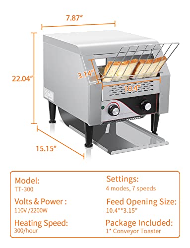 Commercial Conveyor Toaster 300Pcs/Hour 110V Heavy Duty Restaurant Toaster Electric Countertop Belt Machine For Home Office Bread Bagel Breakfast Food #TOP1