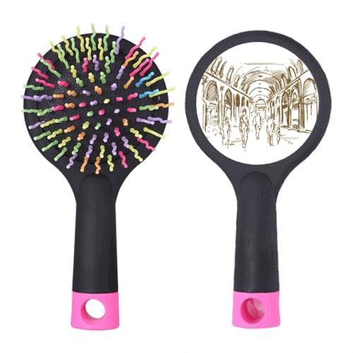 Brosse à cheveux démêlante coussin avec motif paysage de salon et croquis de couloir