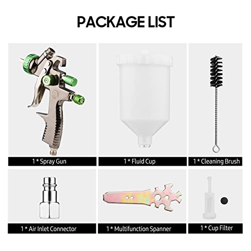 LUCHONG LVLP 1.3mm Air Spray Gun Kit 600cc Fluid Cup Gravity Feed Air Paint Sprayer Mini Handheld 360-degree Paint Spraying Gun for Car Repair Furniture Surface Wall Painting DIY Models - Image 5