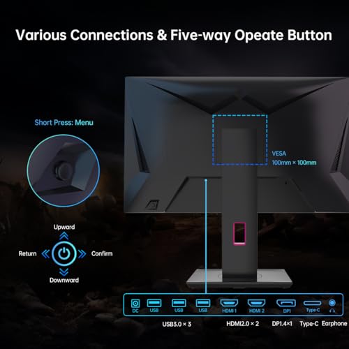 Image of KTC 27 Inch 240Hz Gaming Monitor, QHD 2560x1440 Monitor, Fast HVA, HDR400, G-Sync /FreeSync Compatible, USB /Type C /DisplayPort /HDMI, VESA Mountable, Pivot Height Tilt Adjustable, H27E22