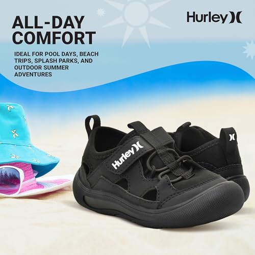 Hurley Kid's Toddlers Water Shoes, Extra Strength Outsole Water Shoes for Boys and Girls, Lightweight Closed Toe Sandals, Beach Shoes with Adjustable Upper-for Outdoors, Water Play and Pool Dylan 7
