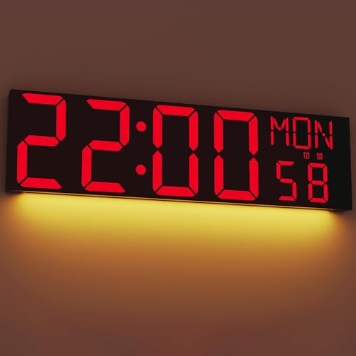 Image of JALL 30 inch Massive Digital Wall Clock for Gym, Wall Clock with Jumbo Number, Remote Operated Extra-Large Display for Church, Gym, Living Room (Black Shell Red Font)