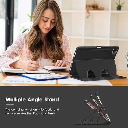 Étui iPad Pro 11 pouces VIKESI avec support multi-angle et porte-crayon noir