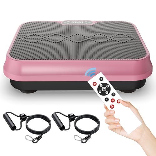 Image of Vibration Plate Machine with Resistance Bands and Remote Control 125 Speed Levels 450LB Capacity Whole Body Oscillating Platform for Home Use
