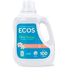 ECOS Laundry Detergent Liquid, 100 Loads - Dermatologist Tested Laundry Soap - Hypoallergenic, EPA Safer Choice Certified, Plant-Powered - Magnolia Lily, 100 Fl Oz