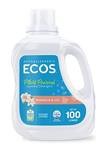 Image of ECOS Laundry Detergent Liquid, 100 Loads - Dermatologist Tested Laundry Soap - Hypoallergenic, EPA Safer Choice Certified, Plant-Powered - Magnolia Lily, 100 Fl Oz