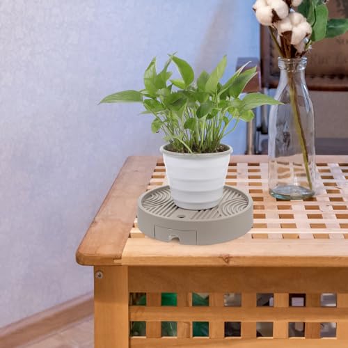 Support rond pour pot de fleurs ventilé à roulettes et réservoir