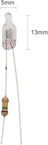 Miniatura 2 de Othmro 100 bombillas LED AC 220 V F5 5 × 0.512 in luz roja brillante bombillas de neón lámparas indicadoras duraderas W 150K Resistor Lámparas de