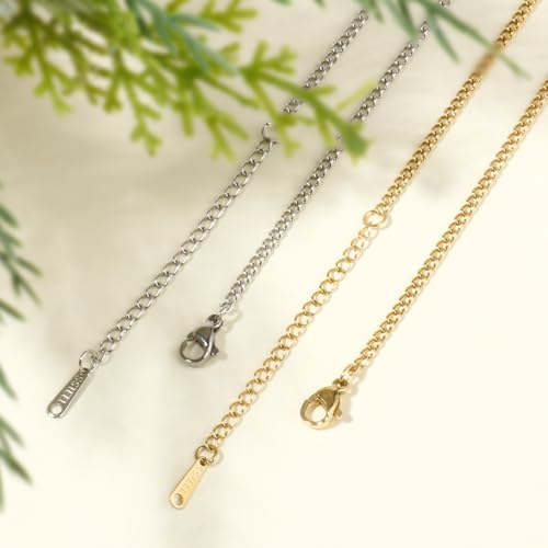 24PCS Gold Curb Necklace Chains for Jewelry Making 1.5MM 18K Gold PVD Plated Stainless Steel Curb Link Chains Bulk for DIY Necklace by AILPIWE - Image 4