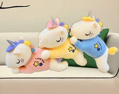Image of Cute Soft Stuffed Sleeping Unicorn Plush Toy Teddy Bear Washable Cuddly Baby Soft Toy For Baby, Kids, Girls And Boys, 35 Cm