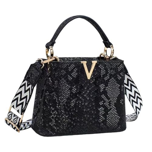 Image of Satchel Bag for Women, Crocodile Leather Purse Top Handle Purse Small Crossbody Handbag Women's Shoulder Tote Bag