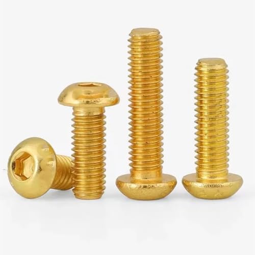 AYYSSM Tornillo Hexagonal de Cabeza semicircular Chapado en Titanio Dorado con Revestimiento de Titanio Dorado(20mm,M6 (10Pcs))