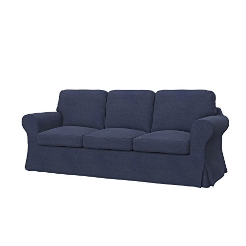 Soferia - IKEA EKTORP Funda para sofá Cama de 3 plazas, Naturel Navy Blue