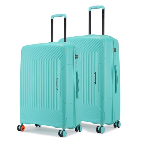 Image of Nasher Miles Coorg Hard-Sided Polypropylene Luggage Set of 2 | 65cm & 75cm | 8 Wheels Medium & Large Trolley Bag for Travel | Suitcase (Teal)