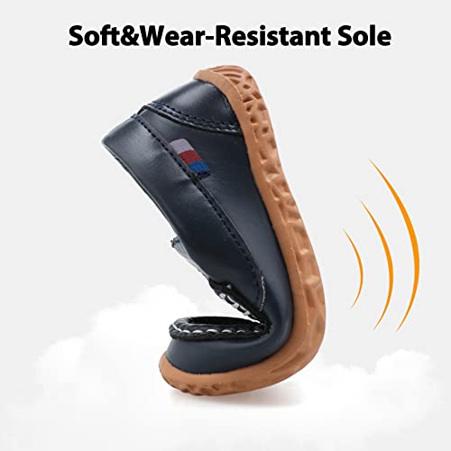 Loafers For Baby Infant Boys Girls Kids Soft Faux Leather Slip On Flat Dress Shoes Moccasins Walking Shoes Newborn Crib Shoes For Casual Daily Uniform Wedding Toddler 6.5 Navy #TOP3