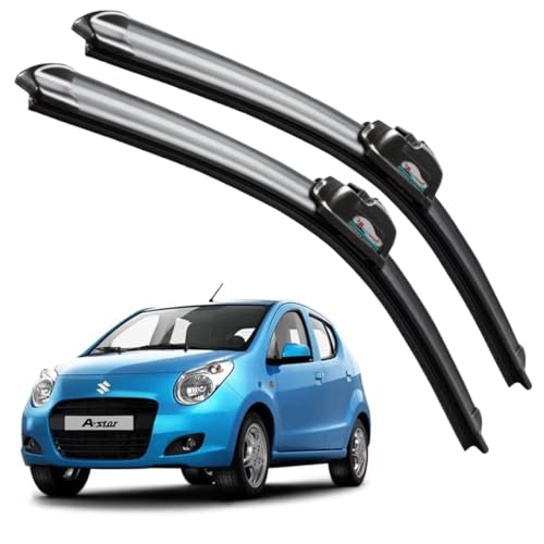 Image of Frameless Rubber Car Wiper Blades Set of 2 Compatible with (Maruti A-Star (2013-2017) (D-21,P-14))