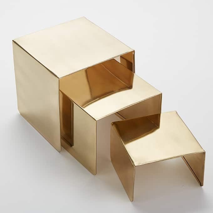 American Metalcraft 3-Piece Tiered Display Riser Set, Satin Gold Finish - RSG3