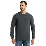Wrangler Men's Long Sleeve Pocket T-Shirt with UPF, Asphalt, XX-Large