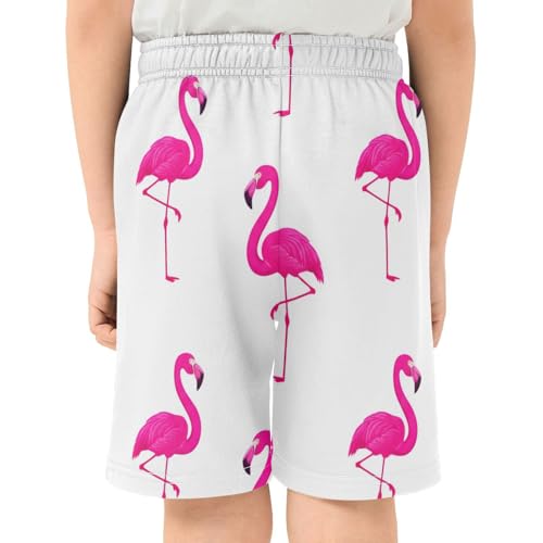 J JOYSAY Standing Flamingo Cute Boys Athletic Shorts Kids Youth Casual Shotrs with Elastic Waistband Pockets3