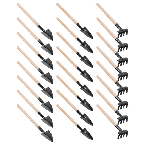 Homoyoyo Juego de Herramientas de Jardinería Manual Portátil 3 Piezas Mini para Plantar Excavar y Trasplantar Mango de Madera Kit Pequeño para Interiores y Jardinería en Macetas