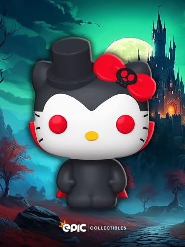 Epic Collectibles Pop Hello Kitty - Hello Kitty as Dracula Vampire Outfit Exclusive Vinyl Figure Collectibles Bundle with Compatible Funko Box Protector