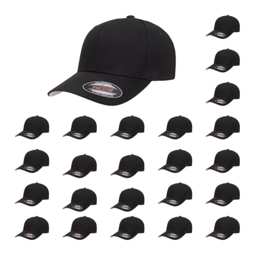 Flexfit 5001 24-pk Standard Cotton Twill Fitted Baseball Cap (Black,L/XL)