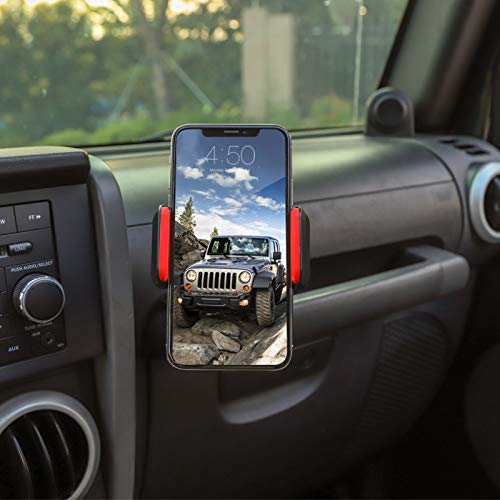 JeCar Multi-Functional JK Phone Holder, 2 in 1 Phone & Walkie Talkie Bracket for Jeep Wrangler 2007-2010 JK JKU, Red