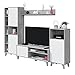 Salon TV Modular, Mueble de Salon, Juego de Muebles, Modelo Zoe, Acabado en Blanco Artik y Gris Cemento, Medidas: 260 cm (Ancho) x 184 cm (Alto) 40 cm (Fondo)