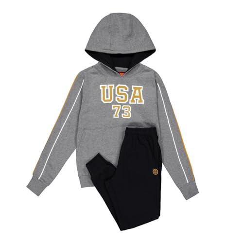 ALPHADVENTURE - Chándal Niño Completo, Conjunto Deportivo, Set 2 Piezas Sudadera y Pantalón Deportivo, Chándal para Colegio - Tallas desde los 6 hasta los 14 años. (10 Años, Gris y Negro)