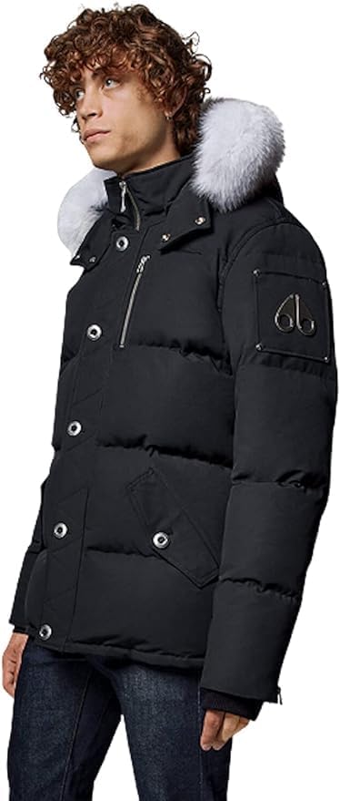 Moose Knuckles Women’s MidLength 3Q Jacket Outerwear, Black with White Fur, XXL